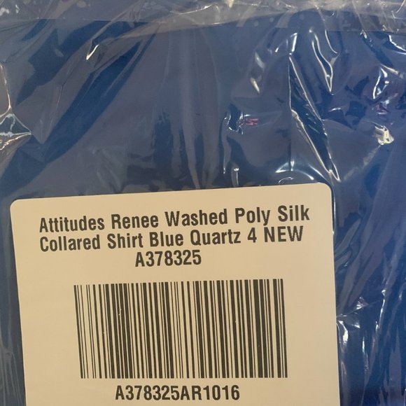 NWT ATTITUDES RENEE WASHED POLY SILK COLLARED SHIRT BLUE QUARTZ 4 - Picture 10 of 12
